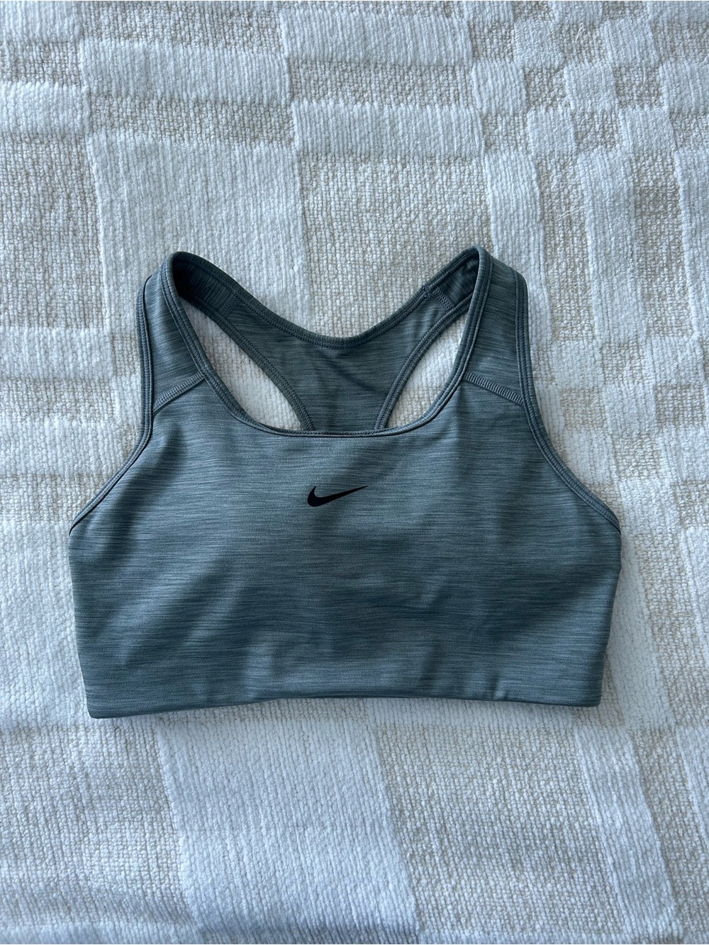 Nike Heather Gray Racerback Sports Bra with Black Swoosh